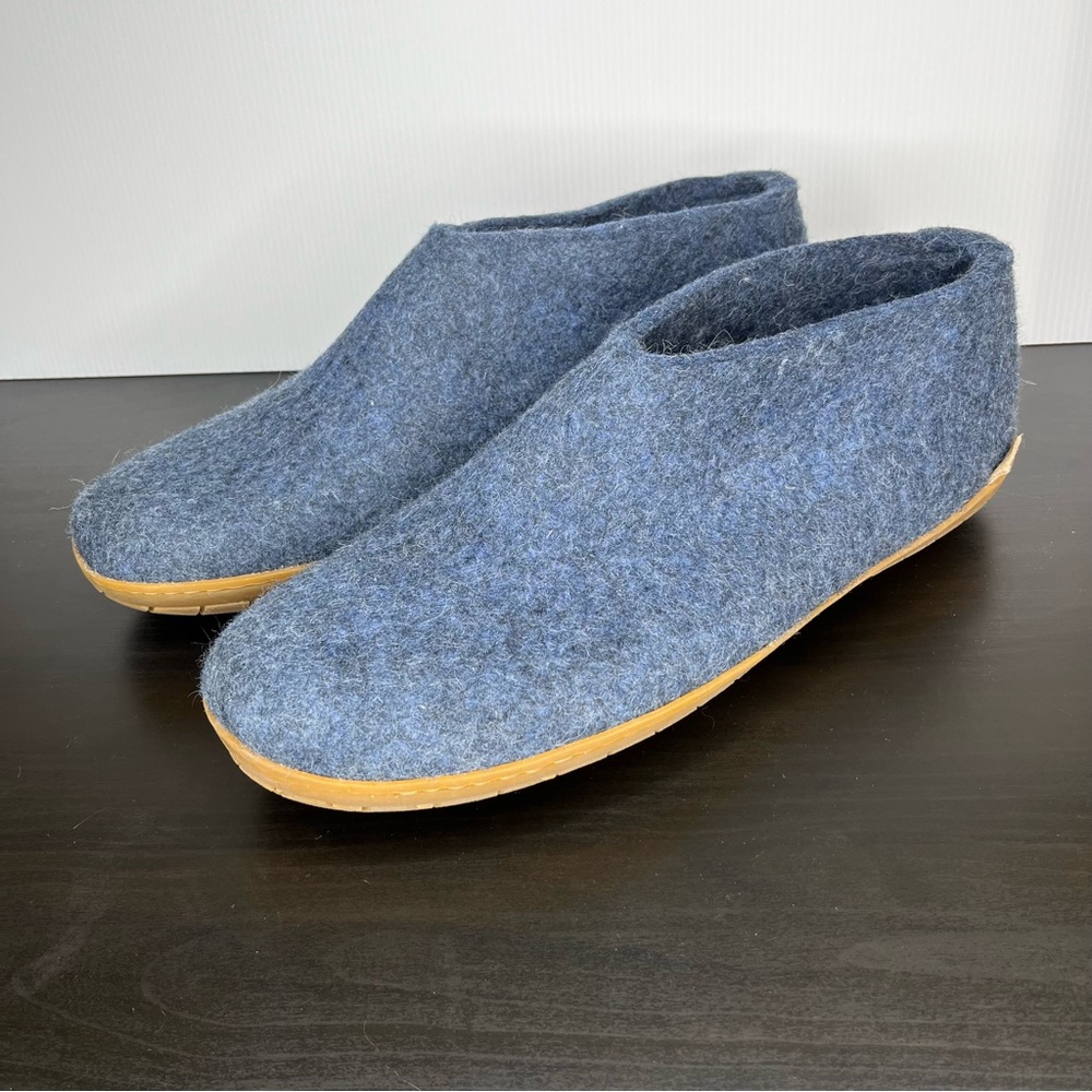 Glerups Wool Felted Slip On Shoe Slipper Denim Blue Honey Natural Gorpcore